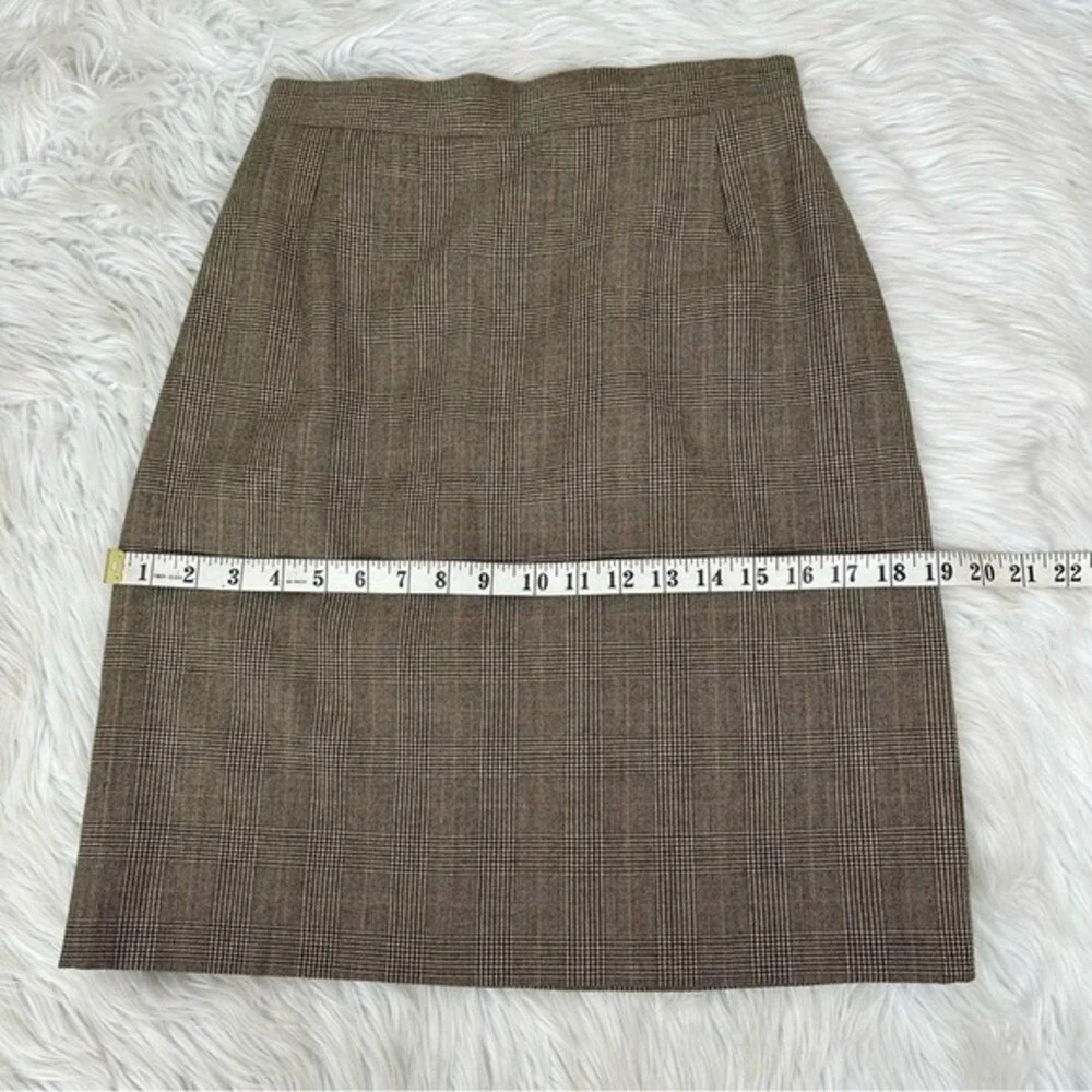 Dolce & Gabbana Brown Glen Plaid Wool Pencil Skirt High Waisted Made in Italy 42